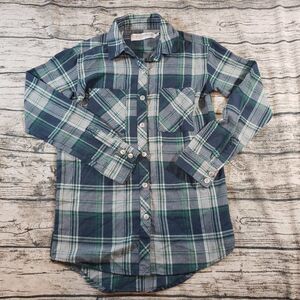 Gypsy Warrior Plaid Graphic Print Button Down Top